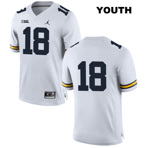 Youth NCAA Michigan Wolverines George Caratan #18 No Name White Jordan Brand Authentic Stitched Football College Jersey LX25J20CF